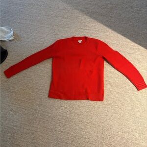 J Crew Red Crew Neck Knit Sweater